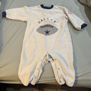 Vintage 90s Dallas Cowboys Football Baby Boy Romper Blue Gray 24M
